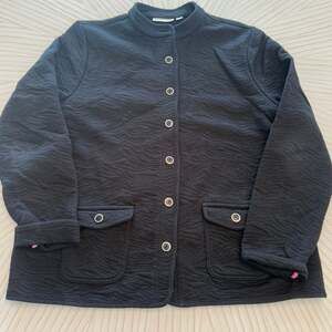 Isaac Mizrahi Live! Black Quilted Jacket Womens Size Large Button Up Pockets